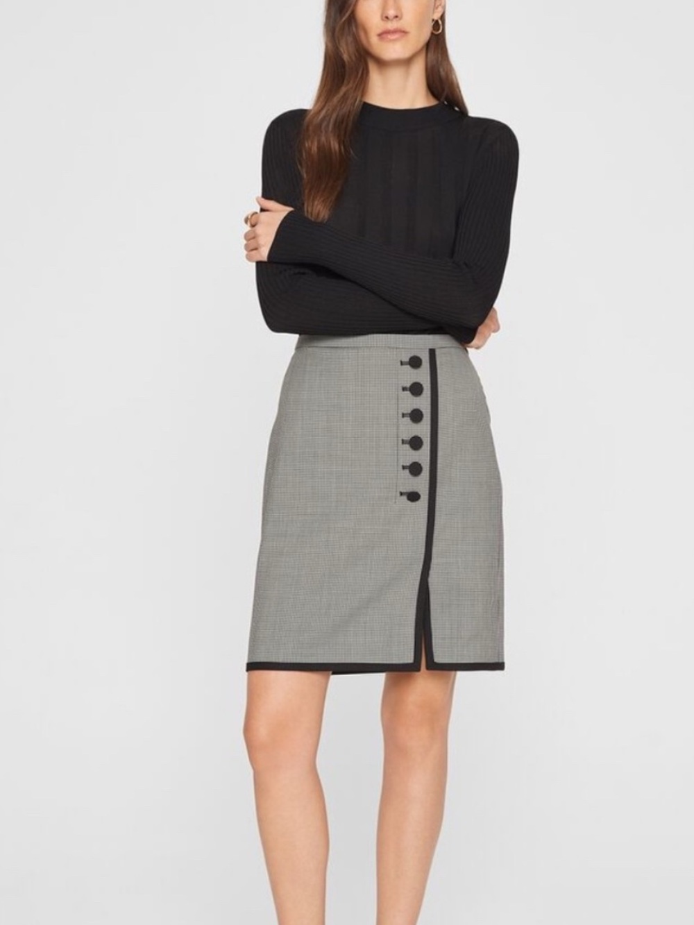 Club Monaco Houndstooth Button Detail Pencil Skirt Size 12